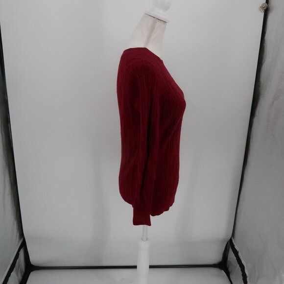 Banana Republic Maroon Red Cable Knit Sweater Fine Italian Yarn Filpucci Size M - Picture 4 of 8